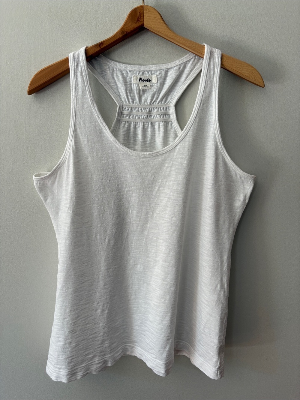 Roots Smocked Racerback Tank Top White Size Large
